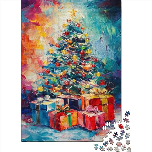 500-teiliges Puzzle, Ölgemälde, Weihnachtsbaum, kreatives quadratisches Puzzle für Kinder und Holzpuzzle, Spielzeug, Denkspiel, 500 Teile (52 x 38 cm) von aaaaab