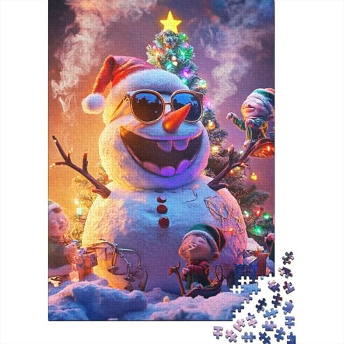 500-teiliges Puzzle, Schneemann, quadratisches Puzzle für Kinder, Holzpuzzle, Lernspielzeug, 500 Stück (52 x 38 cm) von aaaaab