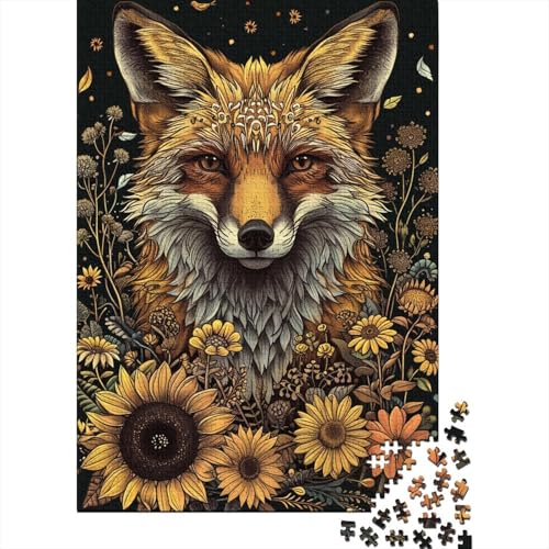 500-teiliges Puzzle, Sonnenblumen-Fuchs, Puzzle für Erwachsene und Kinder, Brettpuzzle, anspruchsvolles Spiel, 500 Stück (52 x 38 cm) von aaaaab