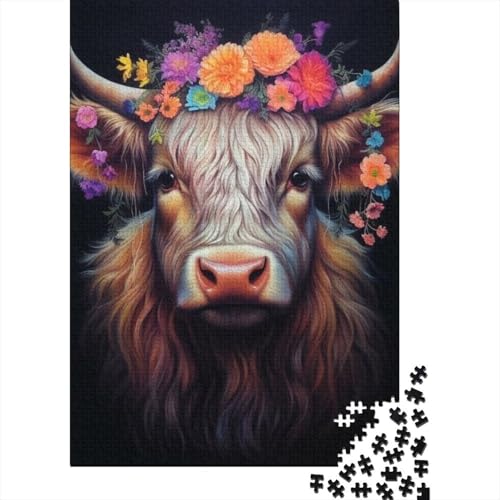 500-teiliges Puzzle, Tierkunst, Kuh-Puzzles für Kinder & Holzpuzzles, Lernpuzzle, Familienspiel, 500 Stück (52 x 38 cm) von aaaaab