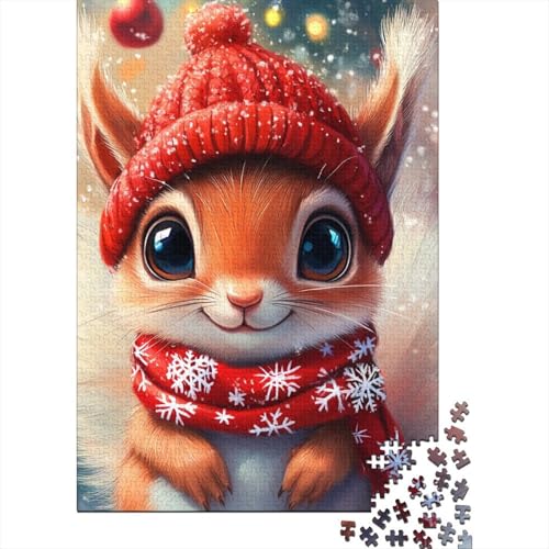 500-teiliges Puzzle, Weihnachts-Eichhörnchen-Puzzle für Kinder und Holzpuzzle, Lernpuzzle, Familienspiel, 500 Teile (52 x 38 cm) von aaaaab