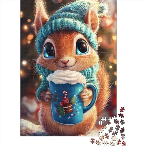 500-teiliges Puzzle, Weihnachts-Eichhörnchen-Puzzle für Kinder und Holzpuzzle, Lernpuzzle, Familienspiel, 500 Teile (52 x 38 cm) von aaaaab