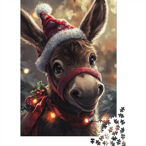 500-teiliges Puzzle, Weihnachts-Esel, kreatives quadratisches Puzzle für Kinder und Holzpuzzle, Spielzeug, Denkspiel, 500 Teile (52 x 38 cm) von aaaaab