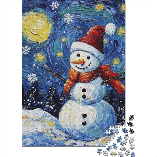 500-teiliges Puzzle, Weihnachts-Schneemann, quadratisches Puzzle für Kinder, Holzpuzzle, Lernspielzeug, 500 Stück (52 x 38 cm) von aaaaab