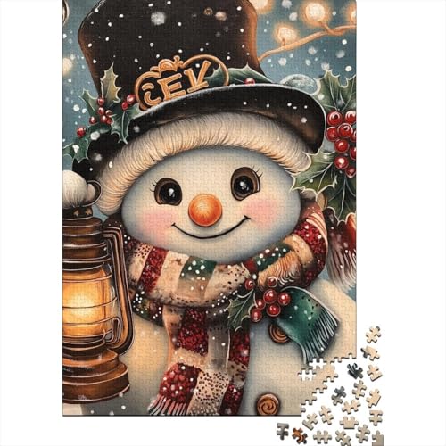 500-teiliges Puzzle, Weihnachts-Schneemann-Puzzle, Holzpuzzle, Familienaktivität, 500 Stück (52 x 38 cm) von aaaaab