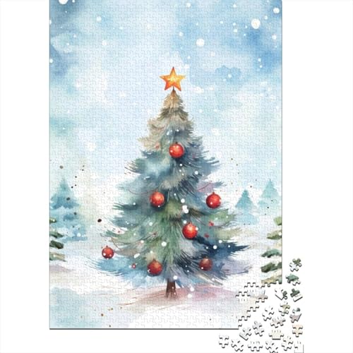 500-teiliges Puzzle, Weihnachtsaquarellmalerei, kreatives quadratisches Puzzle für Kinder und Holzpuzzle, Spielzeug, Denkspiel, 500 Teile (52 x 38 cm) von aaaaab