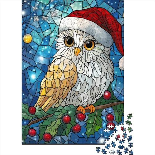 500-teiliges Puzzle, Weihnachtseule, quadratisches Puzzle für Kinder, Holzpuzzle, Lernspielzeug, 500 Stück (52 x 38 cm) von aaaaab