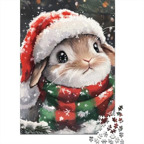 500-teiliges Puzzle, Weihnachtshase, kreatives quadratisches Holzpuzzle für Kinder, Lernspiel, Herausforderungsspielzeug, 500 Stück (52 x 38 cm) von aaaaab