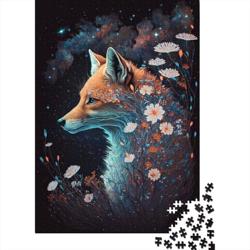 500-teiliges Puzzle, Weltraumfuchs und Blumen, Puzzle für Kinder, Spielzeug, Geschenke, Herausforderungsspiel, Puzzle, kreative Puzzles, Wanddekoration, 500 Stück (52 x 38 cm) von aaaaab