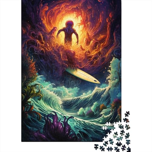 500-teiliges Puzzle, farbenfrohes Fantasy-Surf-Alien-Puzzle für Kinder, 500-teiliges kreatives Holzpuzzle als Geschenk für Familie und Freunde (52 x 38 cm) von aaaaab