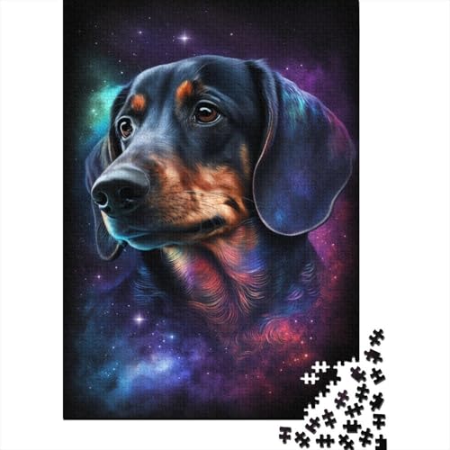 500-teiliges Puzzle, farbenfrohes Galaxie-Dackel-Puzzle für Erwachsene und Kinder, Brettpuzzle, anspruchsvolles Spiel, 500 Stück (52 x 38 cm) von aaaaab