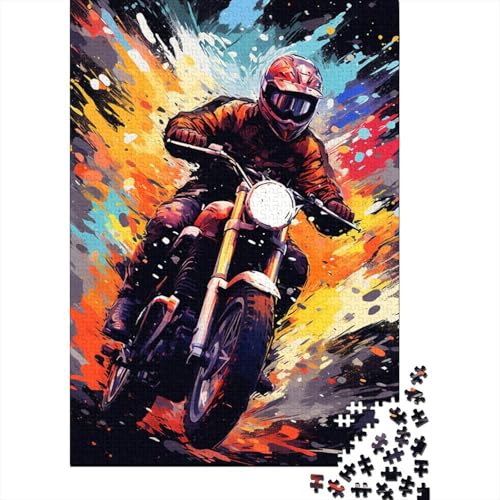 500-teiliges Puzzle, farbenfrohes Kunst-Bergmotorrad, kreatives quadratisches Puzzle für Erwachsene und Holzpuzzle, Spielzeug, Denkspiel, 500 Teile (52 x 38 cm) von aaaaab