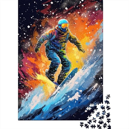 500-teiliges Puzzle, farbenfrohes Kunst-Skifahren, kreatives quadratisches Puzzle für Erwachsene und Holzpuzzle, Spielzeug, Denkspiel, 500 Teile (52 x 38 cm) von aaaaab