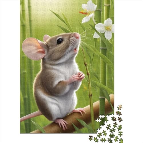 500-teiliges Puzzle, süßes Maus-Puzzle, Holzpuzzle, Familienaktivität, 500 Stück (52 x 38 cm) von aaaaab