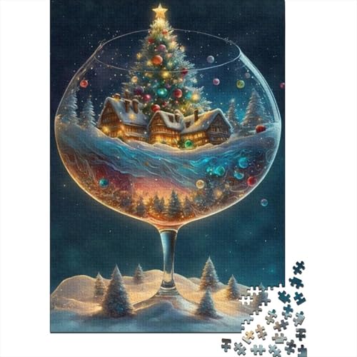 500-teiliges Puzzle „Frohe Weihnachten“, quadratische Puzzles für Kinder und Holzpuzzles, Familienaktivität, 500 Teile (52 x 38 cm) von aaaaab