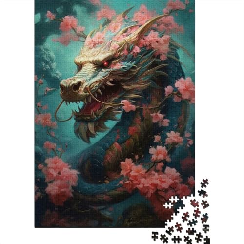 500-teiliges Puzzle „Japanischer Drache Kirsche 11“ für Kinder, Holzpuzzle, Puzzles für Kinder, Lernspiel, Herausforderungsspielzeug, 500 Stück (52 x 38 cm) von aaaaab