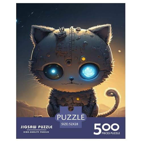 500-teiliges Puzzle „Mechanische Katze“ für Erwachsene, Puzzle für Erwachsene und Jugendliche ab 12 Jahren, 500 Teile (52 x 38 cm) < von aaaaab