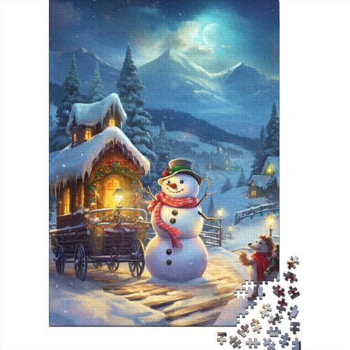 500-teiliges Puzzle „Weihnachts-Schneemann“, kreatives quadratisches Puzzle für Kinder und Holzpuzzle, anspruchsvolles Spiel, 500 Teile (52 x 38 cm) von aaaaab