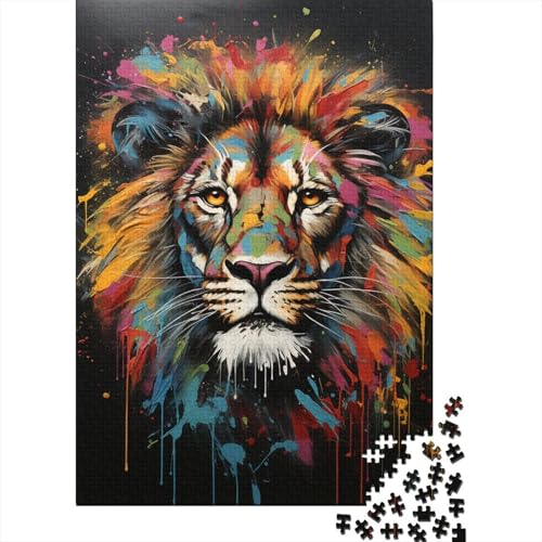 500-teiliges Puzzle Afrikanischer Löwe Puzzles für Kinder Holzspiele Puzzle-Herausforderungsspielzeug Weihnachts- und Geburtstagsgeschenke 500 Stück (52 x 38 cm) von aaaaab