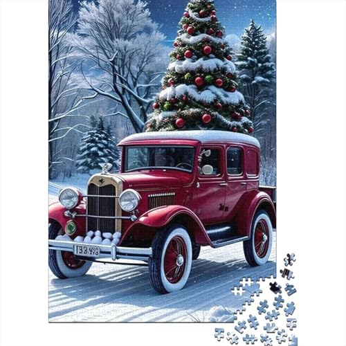 500-teiliges Puzzle Weihnachtsauto, quadratisches Puzzle für Kinder, Holzpuzzle, Lernspielzeug, 500 Stück (52 x 38 cm) von aaaaab