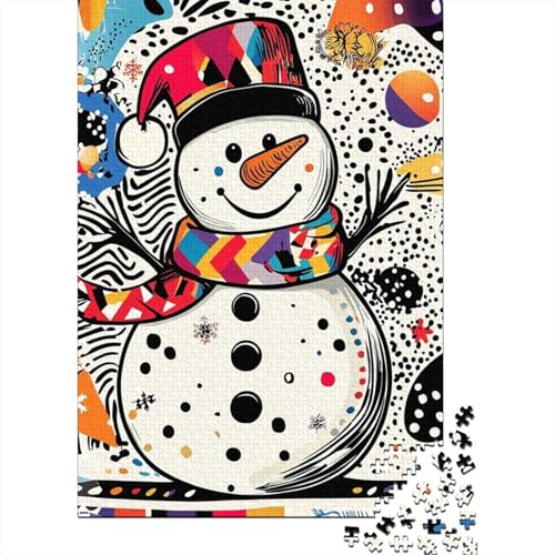 500-teiliges Puzzle Weihnachtsschneemann, kreatives quadratisches Puzzle für Kinder und Holzpuzzle, Lernspielzeug, 500 Teile (52 x 38 cm) von aaaaab