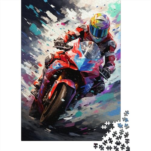 500-teiliges Puzzle für Erwachsene, farbenfrohes Kunst-Bergmotorrad, quadratische Puzzles für Kinder und Holzpuzzle, Lernspiel, 500 Teile (52 x 38 cm) von aaaaab