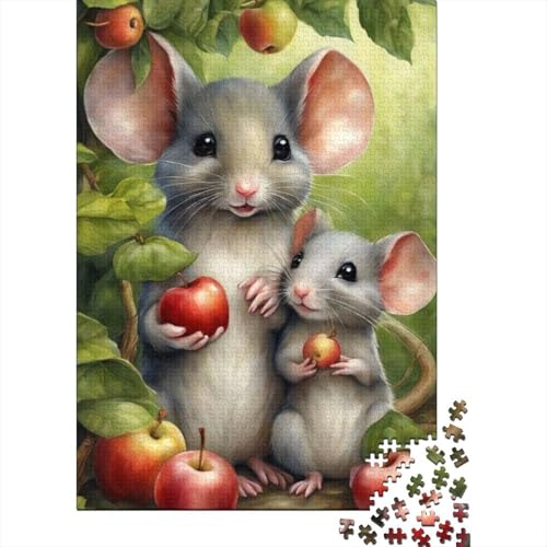 500-teiliges Puzzle für Erwachsene, süßes Maus-Puzzle für Erwachsene, Holzpuzzle, pädagogisches Stressabbau-Spielzeug, Puzzle 500 Teile (52 x 38 cm) von aaaaab