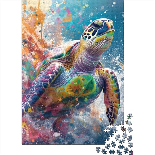 500-teiliges Puzzle für Kinder, 500-teiliges Puzzle, 500-teiliges Psychedelische Bunte Schildkröte, 500-teiliges Puzzlespiel, Geschenk für Kinder, 500-teilig (52 x 38 cm) von aaaaab