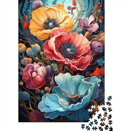 500-teiliges Puzzle für Kinder, 500-teiliges Puzzle, 500-teiliges Psychedelisches Gemälde, Mohnblumen, 500-teiliges Puzzlespiel, Geschenk für Kinder, 500-teilig (52 x 38 cm) von aaaaab