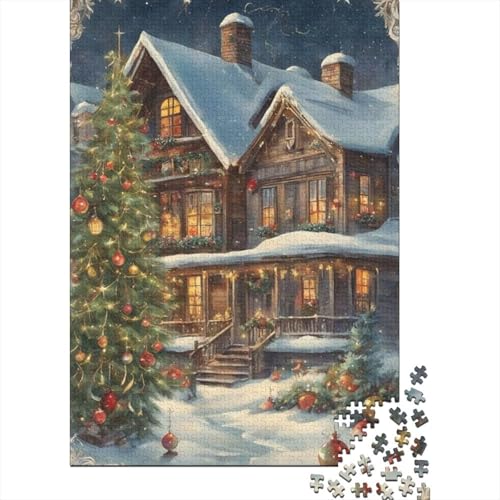 500-teiliges Puzzle für Kinder, Frohe Weihnachten, quadratisches Puzzle für Kinder und Holzpuzzle, Lernspiel, Herausforderungsspielzeug, 500 Teile (52 x 38 cm) von aaaaab