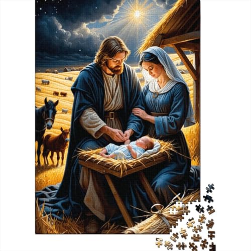 500-teiliges Puzzle für Kinder, Weihnachtspuzzle „Magische Weihnachtskrippe“, quadratisches Puzzle für Kinder und Holzpuzzle, pädagogisches Puzzle, Familienspiel, 500 Teile (52 x 38 cm) von aaaaab