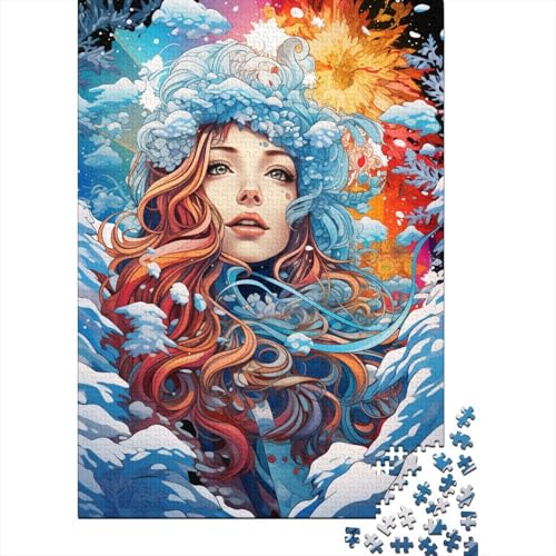 500-teiliges Puzzle für Kinder, schönes Mädchen im Schnee, 500 Puzzles für Teenager, Geschenk-Puzzles, Entspannungspuzzles, Teenager-Puzzle 500-teilig (52 x 38 cm) von aaaaab