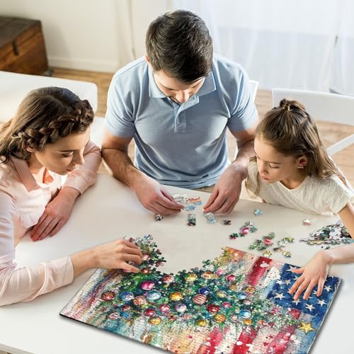 500-teiliges Puzzle für Kinder und Ölgemälde-Weihnachtsbaum, quadratisches Puzzle für Kinder, Holzpuzzle, Lernspiel für Erwachsene, 500 Teile (52 x 38 cm) von aaaaab