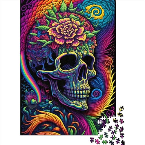 500-teiliges Puzzle mit Buntem Totenkopf für Erwachsene, Puzzle, Puzzle für Erwachsene, Lernspielzeug, 500 Teile (52 x 38 cm) von aaaaab