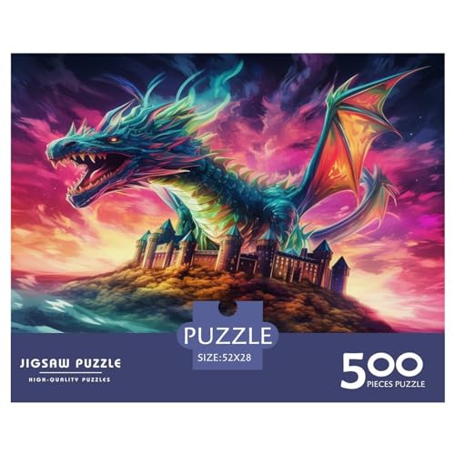 500-teiliges Puzzle mit Drachenmotiv für Erwachsene und Teenager, Puzzle für Erwachsene, Wichtelgeschenke, 500 Teile (52 x 38 cm) von aaaaab