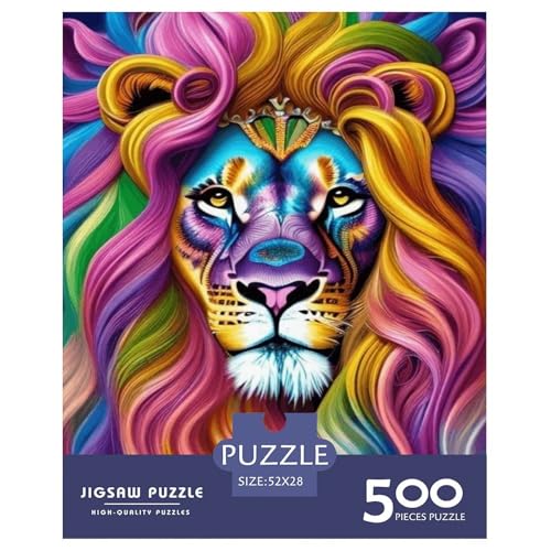 500-teiliges Puzzle mit Tierkunst-Löwenmotiv, Puzzle für Erwachsene, ab 14 Jahren, 500 Teile (52 x 38 cm) von aaaaab