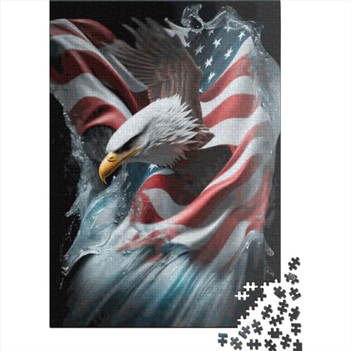 500-teiliges Puzzle mit amerikanischem Adler für Erwachsene und Teenager, Holzpuzzle, Geschenke für Heiligabend, 500 Teile (52 x 38 cm) von aaaaab