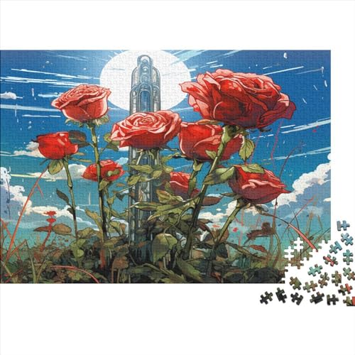 500-teiliges Rosen-Puzzle für Erwachsene Teenager, Holzpuzzles für Erwachsene, Puzzles zum Stressabbau, Spielzeug, 500 Stück (52 x 38 cm) von aaaaab