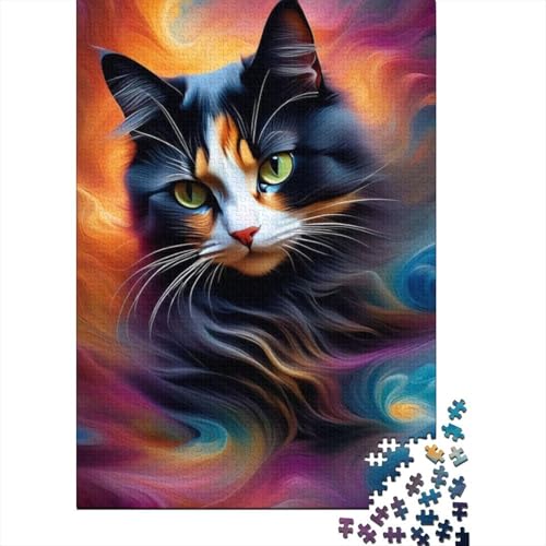 500-teiliges kreatives quadratisches Puzzle mit Tier- und Katzenmotiv für Kinder und Holzpuzzles zum Stressabbau und einzigartige, 500 Teile (52 x 38 cm) von aaaaab