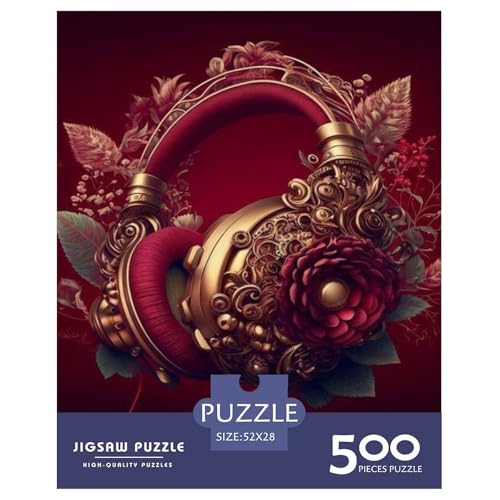 500-teiliges künstlerisches Kopfhörer-Puzzle für Erwachsene, Puzzle, Lernspiel, Herausforderungsspielzeug, 500 Stück (52 x 38 cm) von aaaaab