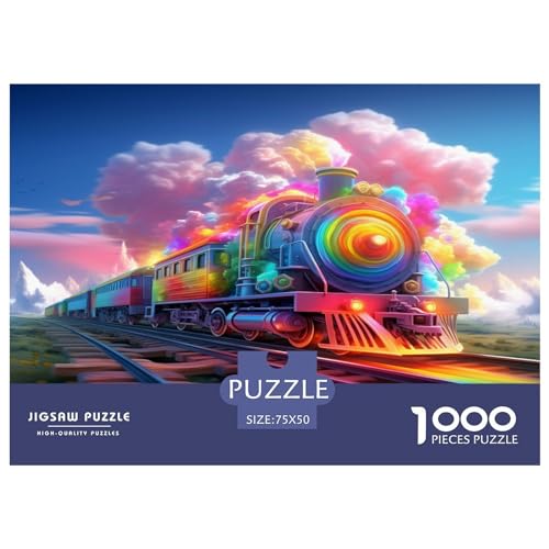 Ainbow-train Puzzle 1000 Teile, Holzpuzzle, Puzzles für Erwachsene, Puzzles für Erwachsene, Teenager, Teenager, Mann, Frau, Geschenk, 1000 Stück (75 x 50 cm) von aaaaab