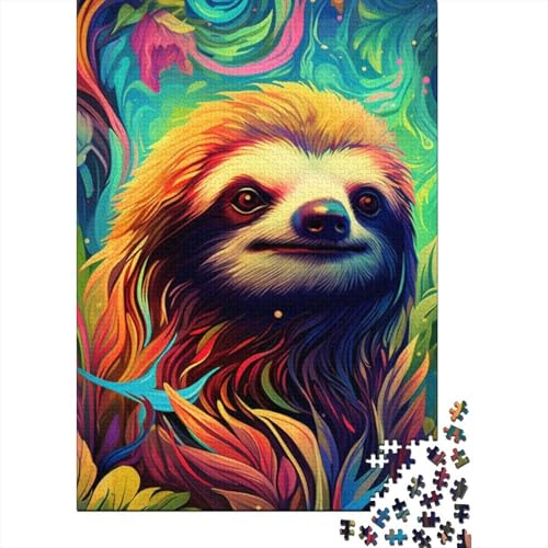 Art Animal Faultier Holzpuzzlespiel 300 Puzzleteile Kreatives Puzzle für Teenager und Erwachsene Kreatives Dekompressionsspielzeug Puzzles 300 Teile (40 x 28 cm) von aaaaab