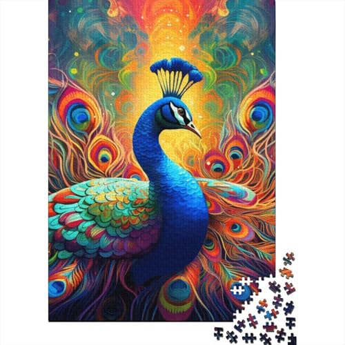 Art Animal Peacock 300 Puzzle Holzpuzzle für Jugendliche und Erwachsene Kreatives Puzzle Lernspiel Puzzles für Familie und Freunde 300 Teile (40x28cm) von aaaaab