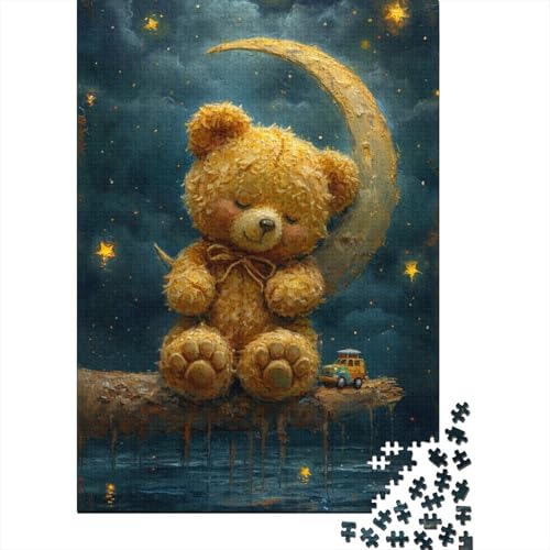 Art Bear Sleeping Puzzle Lernspiele Familienaktivitäten Premium Karton Puzzle für Frauen Männer Ostergeschenk 38x26cm/1000 Teile von aaaaab