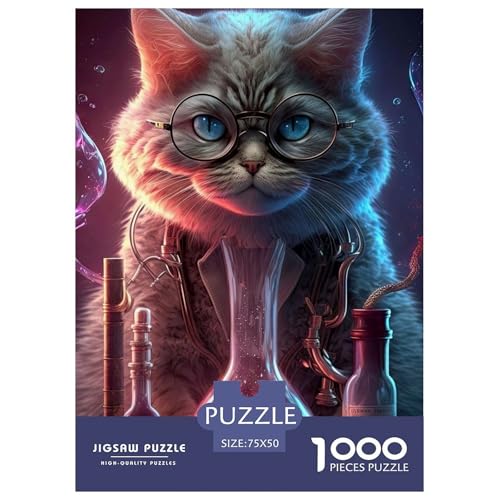 Art Cat Holzpuzzle 1000 Teile Puzzle für Erwachsene Lernspiel Herausforderung Spielzeug Heiligabend Geschenke 1000 Stück (75x50cm) von aaaaab