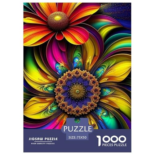 Art Flowers Holzpuzzle 1000 Teile Puzzle für Erwachsene Lernspiel Herausforderung Spielzeug Heiligabend Geschenke 1000 Stück (75x50cm) von aaaaab