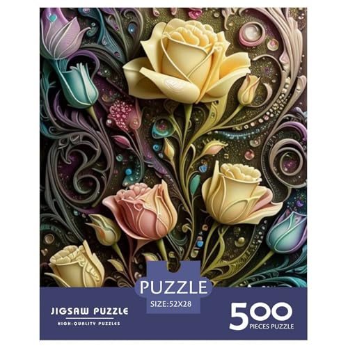 Art Flowers Puzzle für Erwachsene und Jugendliche, 500 Teile, Holzpuzzle für Erwachsene, Puzzles für Jugendliche ab 12 Jahren, 500 Teile (52 x 38 cm) von aaaaab