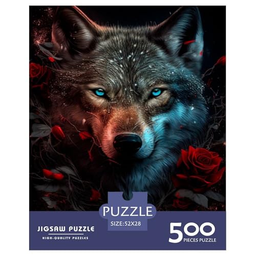 Art Wolf Puzzles für Erwachsene, 500-teiliges Puzzle für Teenager, Lernspiel, Herausforderungsspielzeug, 500 Stück (52 x 38 cm) von aaaaab