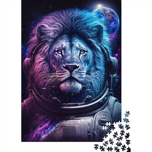 Astronaut Art Lion 500-teiliges Puzzle für Erwachsene, kreatives rechteckiges Puzzle, Geschenk für Kinder, Puzzlespiel, Denksportaufgaben, Spielzeug, 500 Stück (52 x 38 cm) von aaaaab