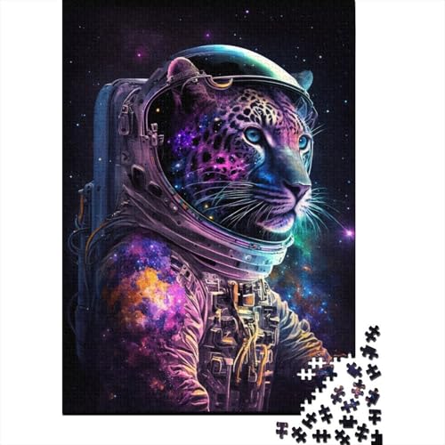 Astronaut Leopard 1000-teiliges Puzzle für Erwachsene, Holzbrett-Puzzle, Spielzeug, Lernspiel, 1000 Teile (75 x 50 cm) von aaaaab